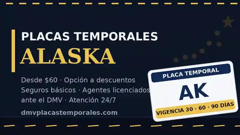 Placas temporales en Alaska desde $60 con vigencia de 30, 60 o 90 días - agentes licenciados ante el DMV