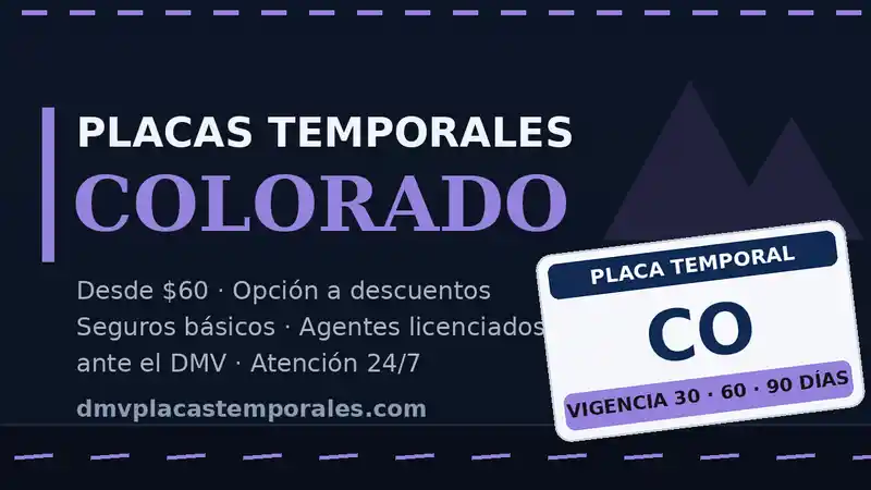 Placas temporales en Colorado desde $60 con vigencia de 30, 60 o 90 días - agentes licenciados ante el DMV
