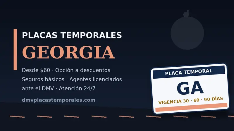 Placas temporales en Georgia desde $60 con vigencia de 30, 60 o 90 días - agentes licenciados ante el DMV
