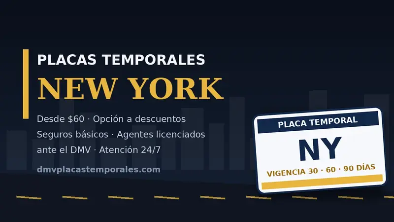 Placas temporales en New York desde $60 con vigencia de 30, 60 o 90 días - agentes licenciados ante el DMV