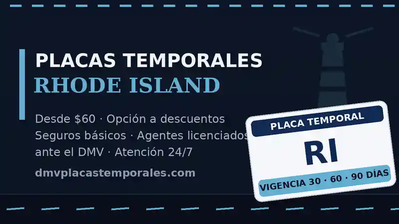 Placas temporales en Rhode Island desde $60 con vigencia de 30, 60 o 90 días - agentes licenciados ante el DMV