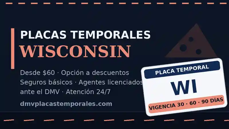 Placas temporales en Wisconsin desde $60 con vigencia de 30, 60 o 90 días - agentes licenciados ante el DMV